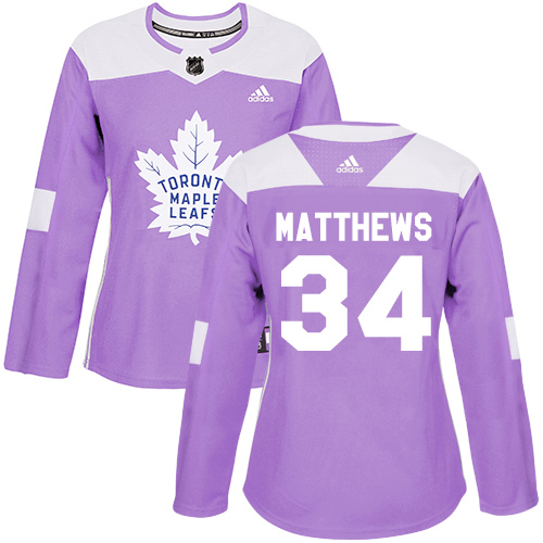 Adidas Maple Leafs #34 Auston Matthews Purple Authentic Fights Cancer Women's Stitched NHL Jersey